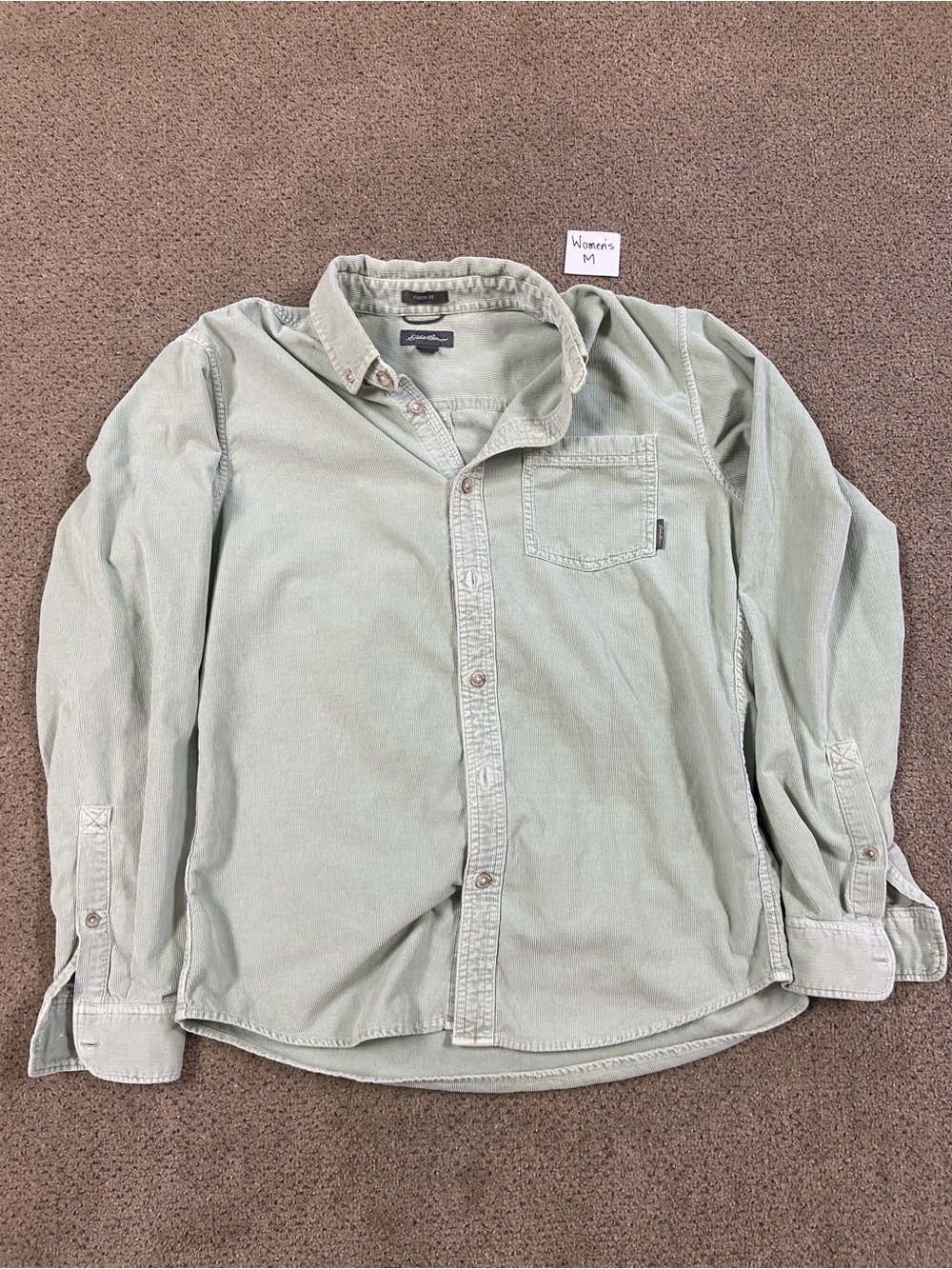 Eddie Bauer Women's Sage Green Corduroy Button-Down Shirt
